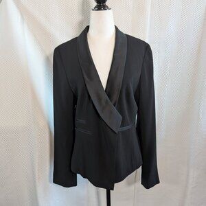 Olsen Black Tuxedo Jacket Satin Lapel Buttons Blazer Classic Tailored Size 8